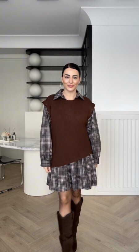 فستان تريكو مع قميص