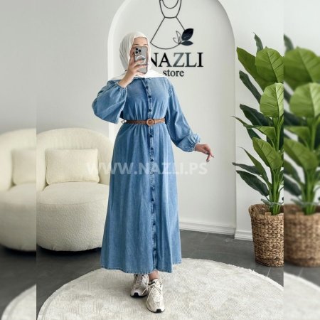 فستان جينز مع حزام - Moc3079-gu3
