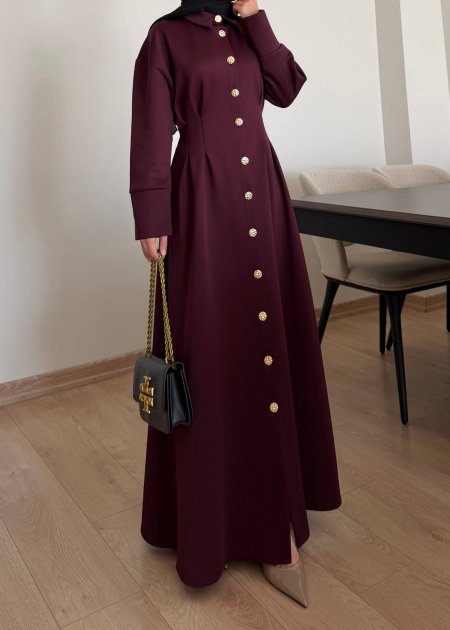 فستان ب ازرار ذهبية