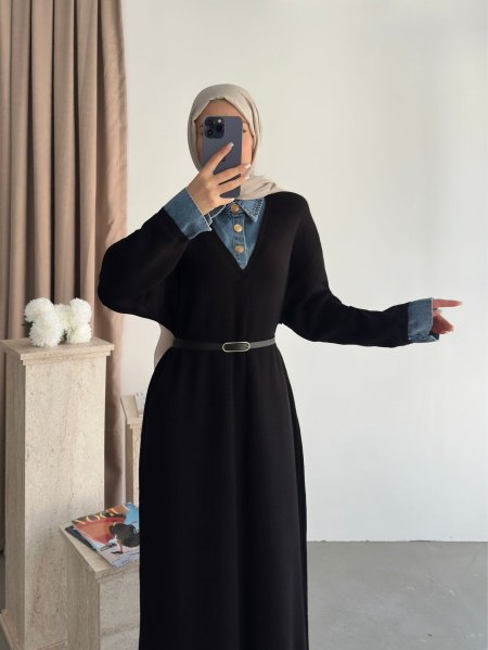 فستان صوف مع جينز